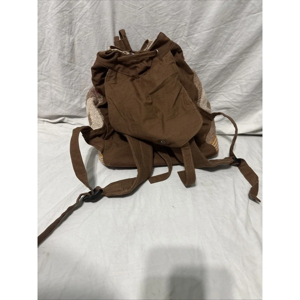 Roxy Drifter Rucksack Woven Boho Drawstring Neutral Tan‎ Pink Hippy Backpack Bag
